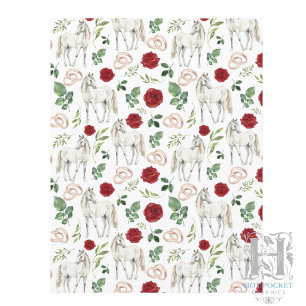 Rustiek Paardenthema Bloemig Rood Scrapbook Papier