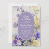 Rustiek Paarse Bloemen Baby in Bloom Shower Kaart (Voorkant)