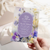 Rustiek Paarse Bloemen Baby in Bloom Shower Kaart