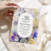 Rustiek Paarse Bloemen Baby in Bloom Shower Kaart