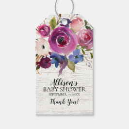 Rustiek Paarse Bloemen Baby shower Favor Gift Labe Cadeaulabel