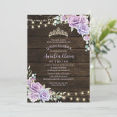 Rustiek Paarse Bloemen Betoverd Bos Quinceañera Kaart (Staand voorkant)