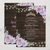 Rustiek Paarse Bloemen Betoverd Bos Quinceañera Kaart (Voorkant / Achterkant)