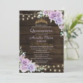Rustiek Paarse Bloemen Betoverd Bos Quinceanera Kaart (Staand voorkant)