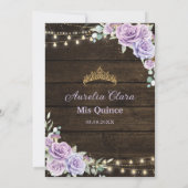 Rustiek Paarse Bloemen Betoverd Bos Quinceanera Kaart (Achterkant)