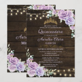 Rustiek Paarse Bloemen Betoverd Bos Quinceanera Kaart (Voorkant / Achterkant)