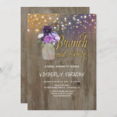 Rustiek Paarse Bloemen Mason Jar Vrijgezellenfeest Kaart (Voorkant / Achterkant)