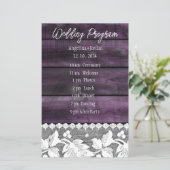 Rustiek paarse hout & kant- Programma Papier Blad (Staand voorkant)