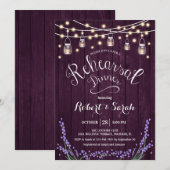 Rustiek Paarse houten lavendelrepetitiediner Kaart (Voorkant / Achterkant)