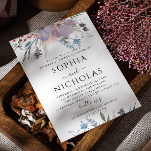 Rustiek paarse lila tuin bloemenrepetitie diner kaart