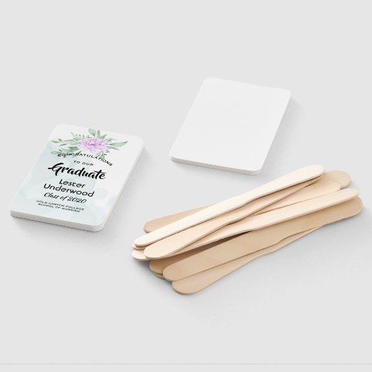 Rustiek Paarse Roos Eucalyptus groen Afstuderen Handwaaier (Niet-gemonteerd)