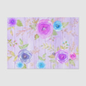 rustiek paarse roze bloemenhout waterverf tissuepapier (Voorkant)