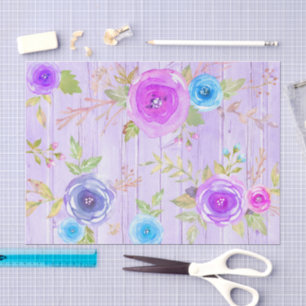  rustiek paarse roze bloemenhout waterverf tissuepapier