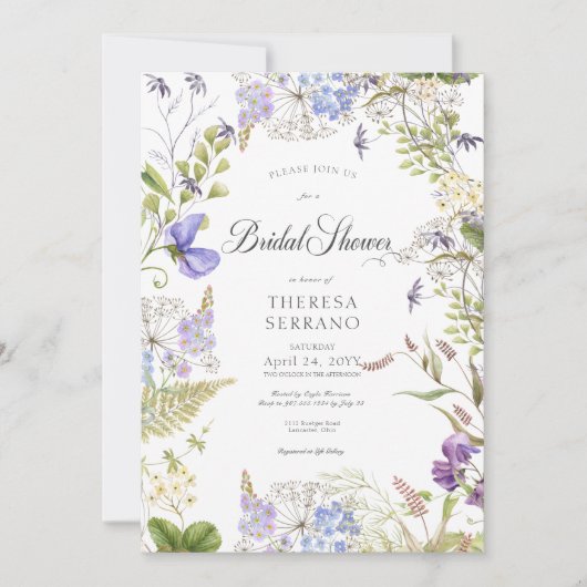 Rustiek Paarse Salie Wildflower Wit Vrijgezellenfe Kaart (Voorkant)