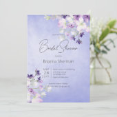 Rustiek Paarse Waterverf Bloemen Vrijgezellenfeest Kaart (Staand voorkant)