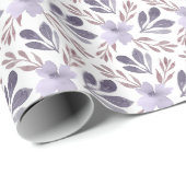 Rustiek Paarse Waterverf bloemmotief Cadeaupapier (Rol Hoek)