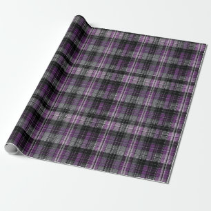 Rustiek paarse zwarte tartan patroon cadeaupapier