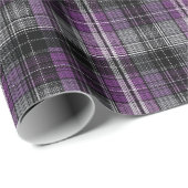 Rustiek paarse zwarte tartan patroon cadeaupapier (Rol Hoek)