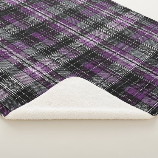 Rustiek paarse zwarte tartan patroon sherpa deken (3/4)