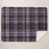 Rustiek paarse zwarte tartan patroon sherpa deken (Voorkant (horizontaal))
