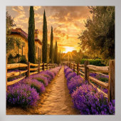 Rustiek pad omzoomd met Lavender Fields Sunset Poster (Voorkant)