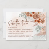 Rustiek Pampagras Terracotta Bruiloft Save The Date (Voorkant)