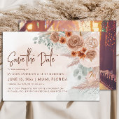 Rustiek Pampagras Terracotta Bruiloft Save The Date