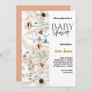 Rustiek Pampas Grass Boho Wildflower baby shower Kaart
