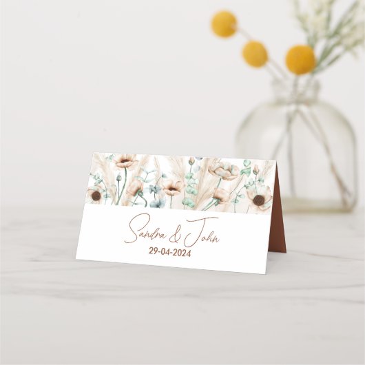 Rustiek pampasgras Elegant Boho botanisch geblader Plaatskaartje (Achterkant)