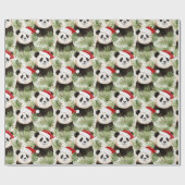Rustiek Panda Santa Winter vakantiepatroon Cadeaupapier (Vlak)