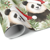 Rustiek Panda Santa Winter vakantiepatroon Cadeaupapier (Rol Hoek)
