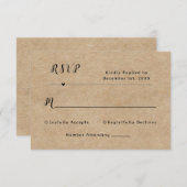 Rustiek papier bruiloft RSVP Kaart (Voorkant / Achterkant)