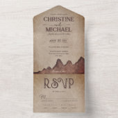 rustiek papier bruin bergen bruiloft all in one uitnodiging (Binnen)