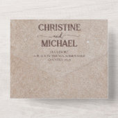 rustiek papier bruin bergen bruiloft all in one uitnodiging (Achterkant)