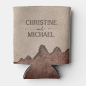  rustiek papier bruin bergen bruiloft blikjeskoeler (Voorkant)