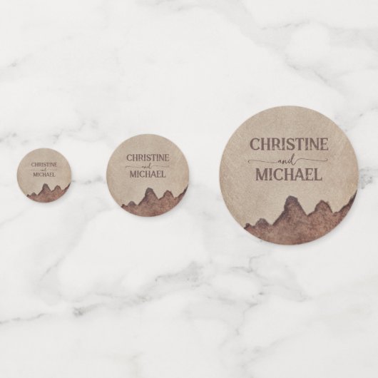  rustiek papier bruin bergen bruiloft confetti (Achterkanten)