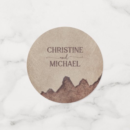 rustiek papier bruin bergen bruiloft confetti (Kleine voorkant)