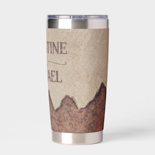  rustiek papier bruin bergen bruiloft geïsoleerde drinkbeker (Achterkant)