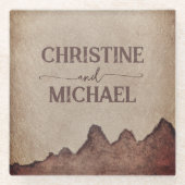  rustiek papier bruin bergen bruiloft glazen onderzetter (Voorkant)