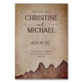 rustiek papier bruin bergen bruiloft kaart (Achterkant)