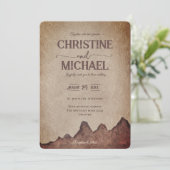  rustiek papier bruin bergen bruiloft kaart (Staand voorkant)