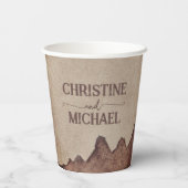  rustiek papier bruin bergen bruiloft papieren bekers (Achterkant)