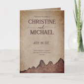 rustiek papier bruin bergen bruiloft programma (Voorkant)