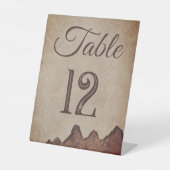  rustiek papier bruin bergen bruiloft reclamebord met voetstuk (Voorkant)