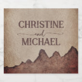  rustiek papier bruin bergen bruiloft sparkling wijnetiket (Enkel label)