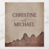  rustiek papier bruin bergen bruiloft wijn etiket (Enkel label)