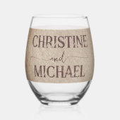  rustiek papier bruin bergen bruiloft wijnglas zonder voet (Voorkant)