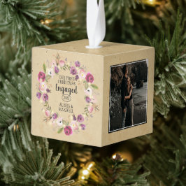 Rustiek papier Onze eerste kerst verloofd 3 foto Decoratie