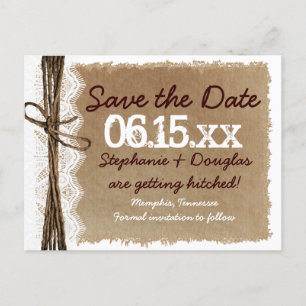 Rustiek papier Save the Date Briefkaarten