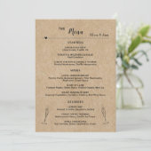Rustiek Papier Trouwtafel Flat Menu Kaart (Staand voorkant)